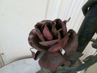 OMG Old Cast Metal BASE & SHADE Tole ROSES & FLOWERS Unique Architectural Piece 11