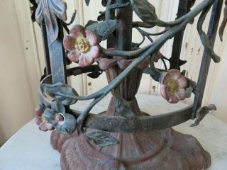 OMG Old Cast Metal BASE & SHADE Tole ROSES & FLOWERS Unique Architectural Piece 5