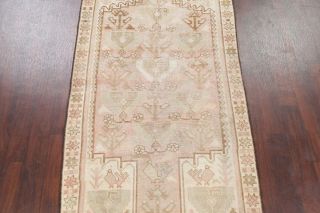 Antique Geometric MUTED PALE PINK Malayer Oriental Area Rug Distressed WOOL 4x7 3