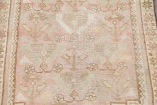 Antique Geometric MUTED PALE PINK Malayer Oriental Area Rug Distressed WOOL 4x7 4