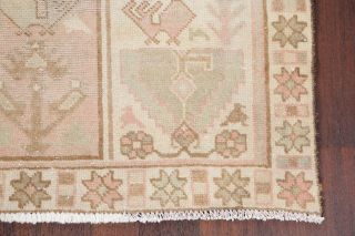 Antique Geometric MUTED PALE PINK Malayer Oriental Area Rug Distressed WOOL 4x7 6