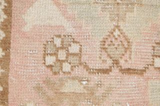 Antique Geometric MUTED PALE PINK Malayer Oriental Area Rug Distressed WOOL 4x7 7