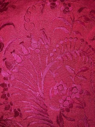 Antique Large EMBROIDERED SILK Piano SHAWL Wrap Burgundy RED 8