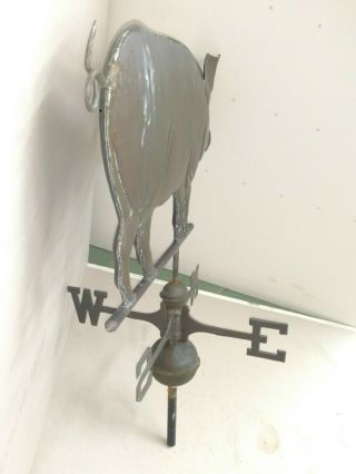 Vintage Large Pig Weathervane With Ball And Directionals 27” Long Copper 4