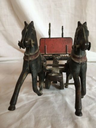 Rare 1880 Francis Carpenter Toy Cast Iron Two Horse Dump Cart 12.  5 