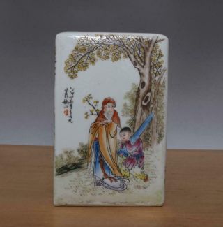 Wang Dafan Signed Antique Chinese Famille Rose Porcelain Brush Pot 10