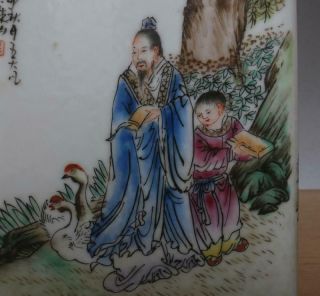 Wang Dafan Signed Antique Chinese Famille Rose Porcelain Brush Pot 2