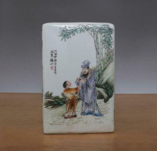 Wang Dafan Signed Antique Chinese Famille Rose Porcelain Brush Pot 4