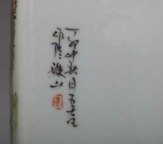 Wang Dafan Signed Antique Chinese Famille Rose Porcelain Brush Pot 6