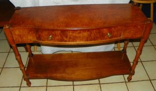 Mid Century Burl Elm Entry Table / Sofa Table By Lane (rp - T584)