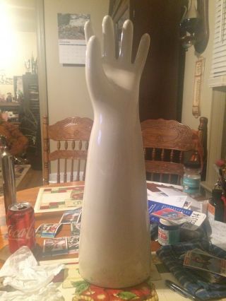 Vintage 22 1/4 " Tall Porcelain Glove Mold Size 10 Right Hand Great Shape