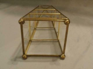 Brass Glass 3 Shelf Obelisk Ftd.  Tabletop Mantle Curio Display Case 8 7/8 