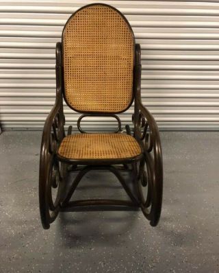 Vintage Handcaned Bentwood Rocker 3