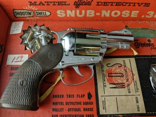 MIB Mattel Detective Snub nose 38 Shootin Shell Cap Gun with 6 Shooting 6