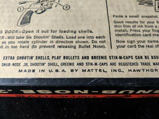 MIB Mattel Detective Snub nose 38 Shootin Shell Cap Gun with 6 Shooting 8