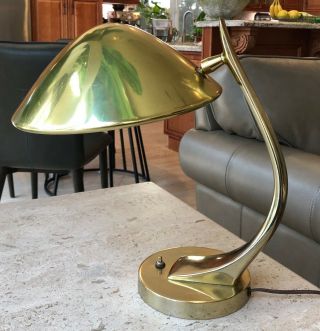 Laurel Lamp Flying Saucer Table Desk Lamp Mcm Mid Century Modern Shiny Gold
