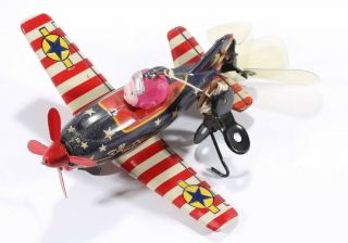 Rare NOMURA Tin Toy friction operated Pleasure Plane vintage 1950s Japan,  OB 7