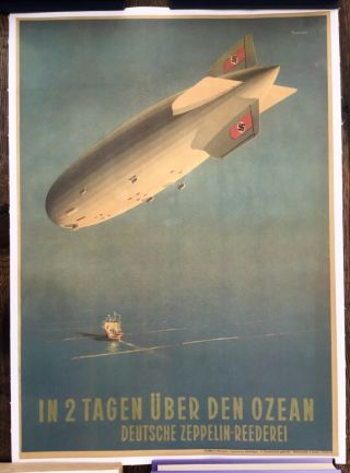 Zeppelin Vintage Advertising Airship Aviation Poster Deco 1937 Ottomar