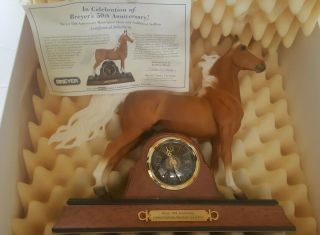 Breyer 50th Anniversary / American Saddlebred Horse Mantel Clock/ Great shape 2