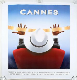 Vintage Huge Razzia Cannes Film Festival Poster Fine Art Deco French Hand Signed