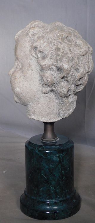 Weathered 18th C.  Carved Stone Cherub Angel Head 1790 Classical Putto Sculpture
