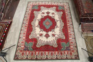 Vintage Oriental Area Rug Hand - Knotted Wool Floral Traditional Carpet 10 x 13 2