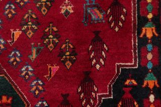 One - of - a - Kind Vintage Tribal Abadeh Nafar Persian Hand - Knotted 4x6 Red Wool Rug 10