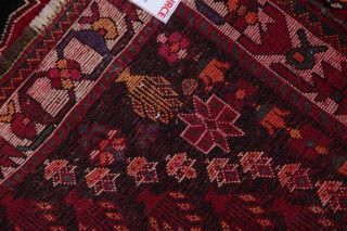 One - of - a - Kind Vintage Tribal Abadeh Nafar Persian Hand - Knotted 4x6 Red Wool Rug 11