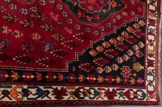 One - of - a - Kind Vintage Tribal Abadeh Nafar Persian Hand - Knotted 4x6 Red Wool Rug 12