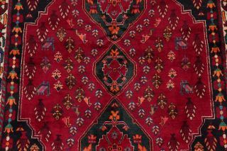 One - of - a - Kind Vintage Tribal Abadeh Nafar Persian Hand - Knotted 4x6 Red Wool Rug 4