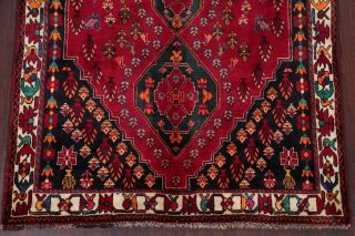 One - of - a - Kind Vintage Tribal Abadeh Nafar Persian Hand - Knotted 4x6 Red Wool Rug 5