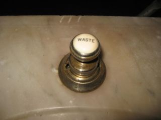RARE Antique 30x22 1/2 Marble Sink w Nickel Brass Supports Legs Brackets 3