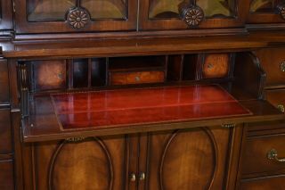 Vintage Two Piece Mahogany Regency Style Bubble Glass China Cabinet w/Desk 4