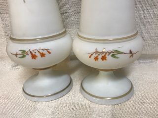 MIRROR IMAGE Pair Antique Victorian HAND Painted Butterfly BRISTOL VASES 10