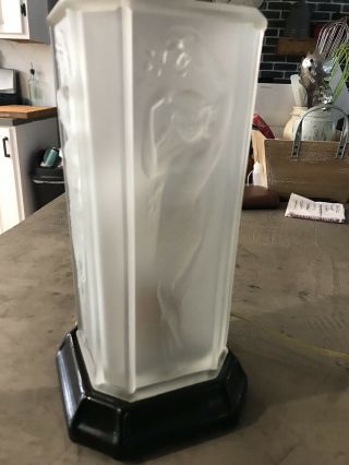 Antique Frosted Glass Naked Lady Lamp Art Deco 1930s Electric Stunning (21)