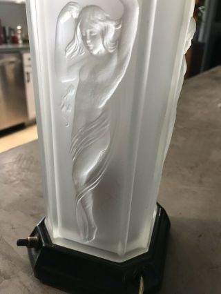 Antique Frosted Glass Naked Lady Lamp Art Deco 1930s Electric Stunning (21) 3