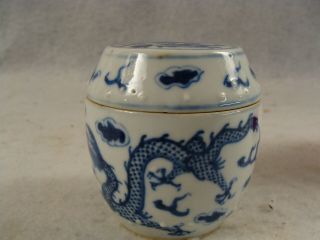Antique 19c Chinese Porcelain Barrel Form Dragon Tea Caddie