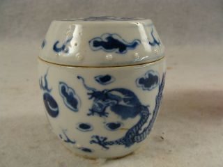 Antique 19C Chinese Porcelain Barrel Form Dragon Tea Caddie 2