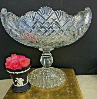 Antique Anglo Irish Cut Crystal Bowl Compote Centerpiece