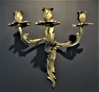 Antique 19th Century Marked French Art Nouveau Gilt Bronze Wall Sconce 3