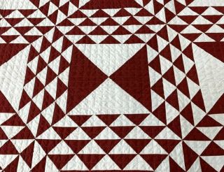 PA c 1890 - 1900 Lady of the Lake QUILT Antique Ox RED Mennonite 3