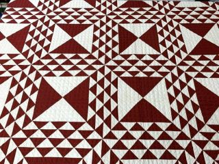 PA c 1890 - 1900 Lady of the Lake QUILT Antique Ox RED Mennonite 4