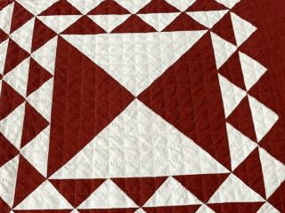 PA c 1890 - 1900 Lady of the Lake QUILT Antique Ox RED Mennonite 6