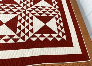PA c 1890 - 1900 Lady of the Lake QUILT Antique Ox RED Mennonite 7