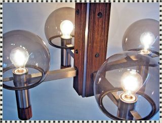 Vintage Mid Century Modern Sonneman Atomic Space Age Lamp Chandelier 5 Lights 10