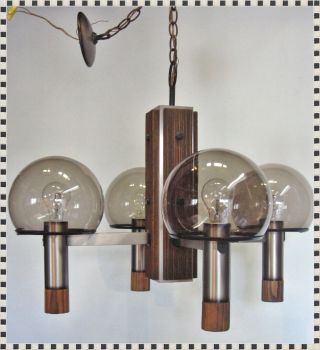 Vintage Mid Century Modern Sonneman Atomic Space Age Lamp Chandelier 5 Lights 2