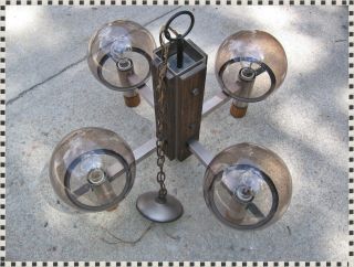 Vintage Mid Century Modern Sonneman Atomic Space Age Lamp Chandelier 5 Lights 3