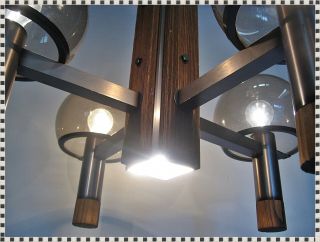 Vintage Mid Century Modern Sonneman Atomic Space Age Lamp Chandelier 5 Lights 7