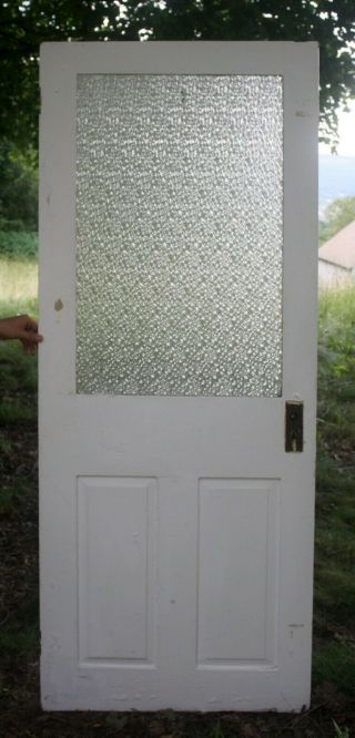 29 " X75 " Antique Vintage Solid Wood Wooden Door Floral Textured Glass Window Lite