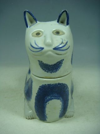 chinese blue and white porcelain cat statue 3